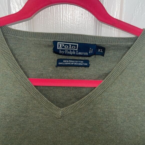 Polo by Ralph Lauren Men's Green V-Neck Sweater - Picture 4 of 6